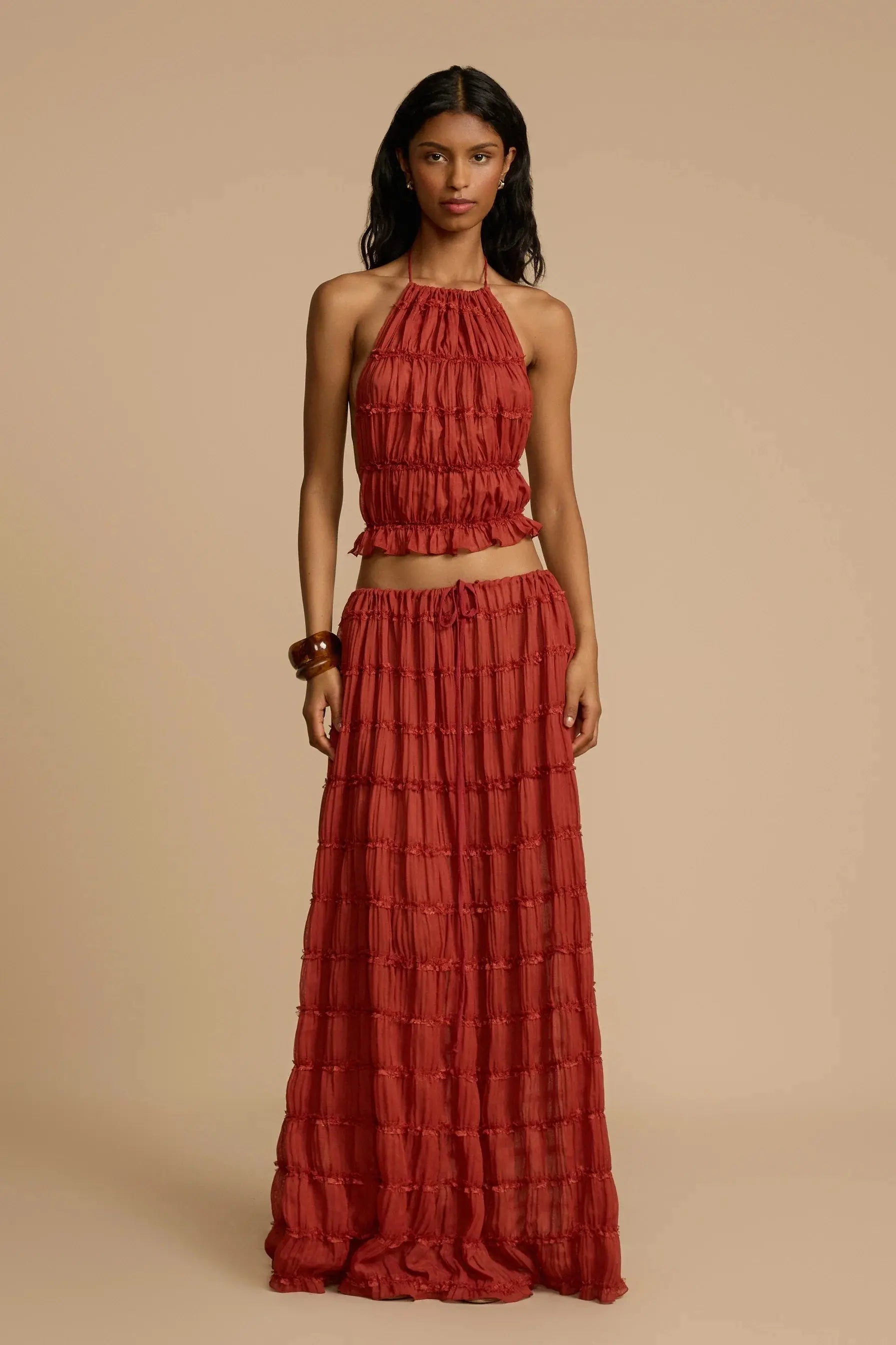 Ensemble d'Été Élégant • deux pièces • jupe longue plissée Ella&No