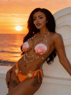 Mermaid Pearl – Ensemble Bikini Coquillage Chaîne Dorée & Perles Ella&No