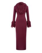 La Mystique – Robe Longue en Maille Texturée & Col Plume Ella&No
