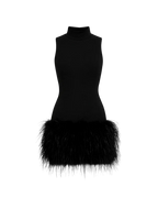 Naomi – Robe Courte Noire à Jupe Plumes Ella&No
