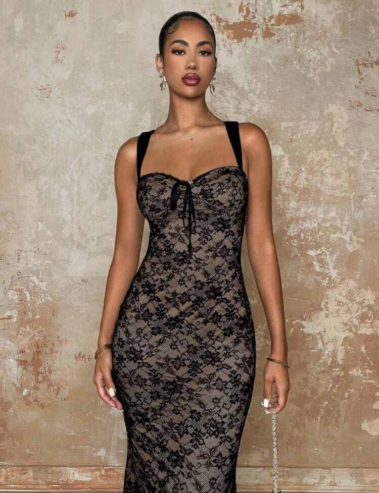 Nocturne - Robe classique en dentelle pour femme - Ella&No  