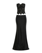 Noire – Ensemble Corset Dentelle & Jupe Maxi Satin Ella&No