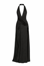 Noiréa – Robe Maxi Halter Noire Décolleté V Plongeant & Dos Nu Ella&No