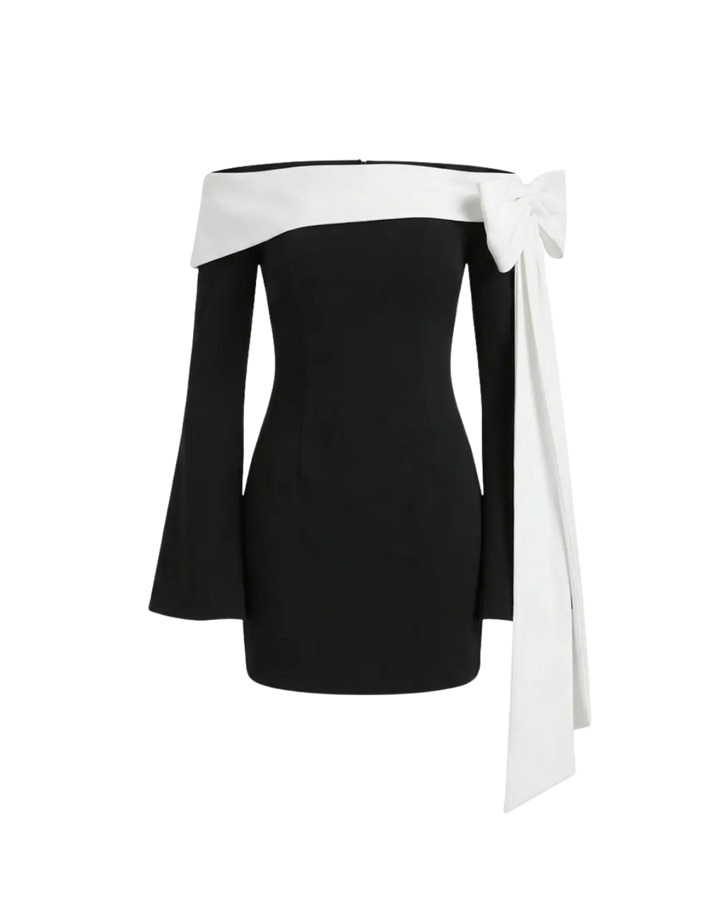 Nolita – Robe Courte Stretch Épaules Dénudées Manches Longues Nœud Couture Ella&No