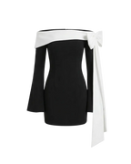 Nolita – Robe Courte Stretch Épaules Dénudées Manches Longues Nœud Couture Ella&No