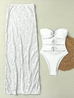 Nuits d’Ibiza – Ensemble 2 Pièces Bandeau Cut-Out Boucles Dorées & Jupe Maxi Dentelle Ella&No