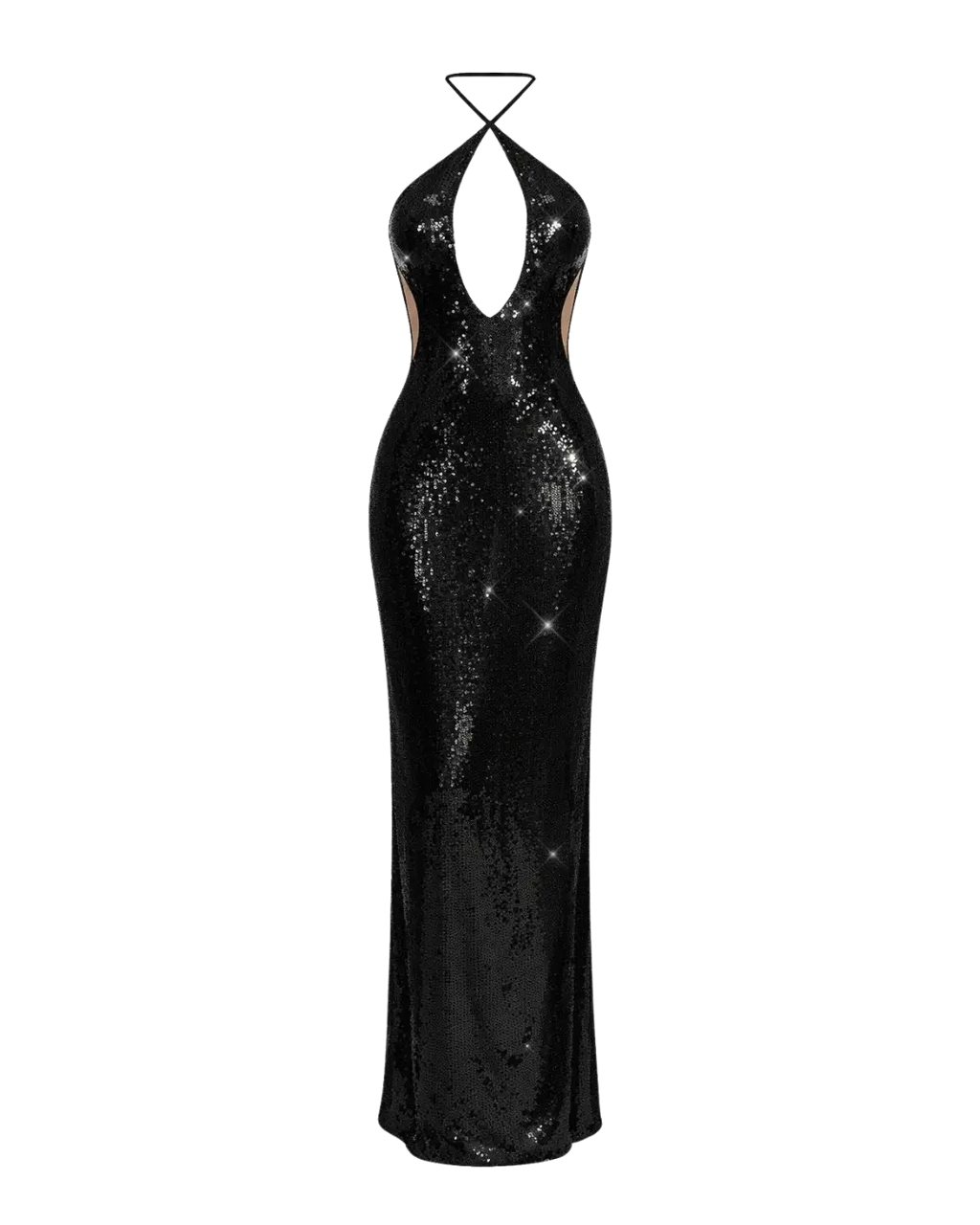 Onyx – Robe de Soirée Sirène à Paillettes & Découpes Illusion Ella&No