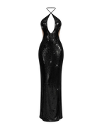 Onyx – Robe de Soirée Sirène à Paillettes & Découpes Illusion Ella&No