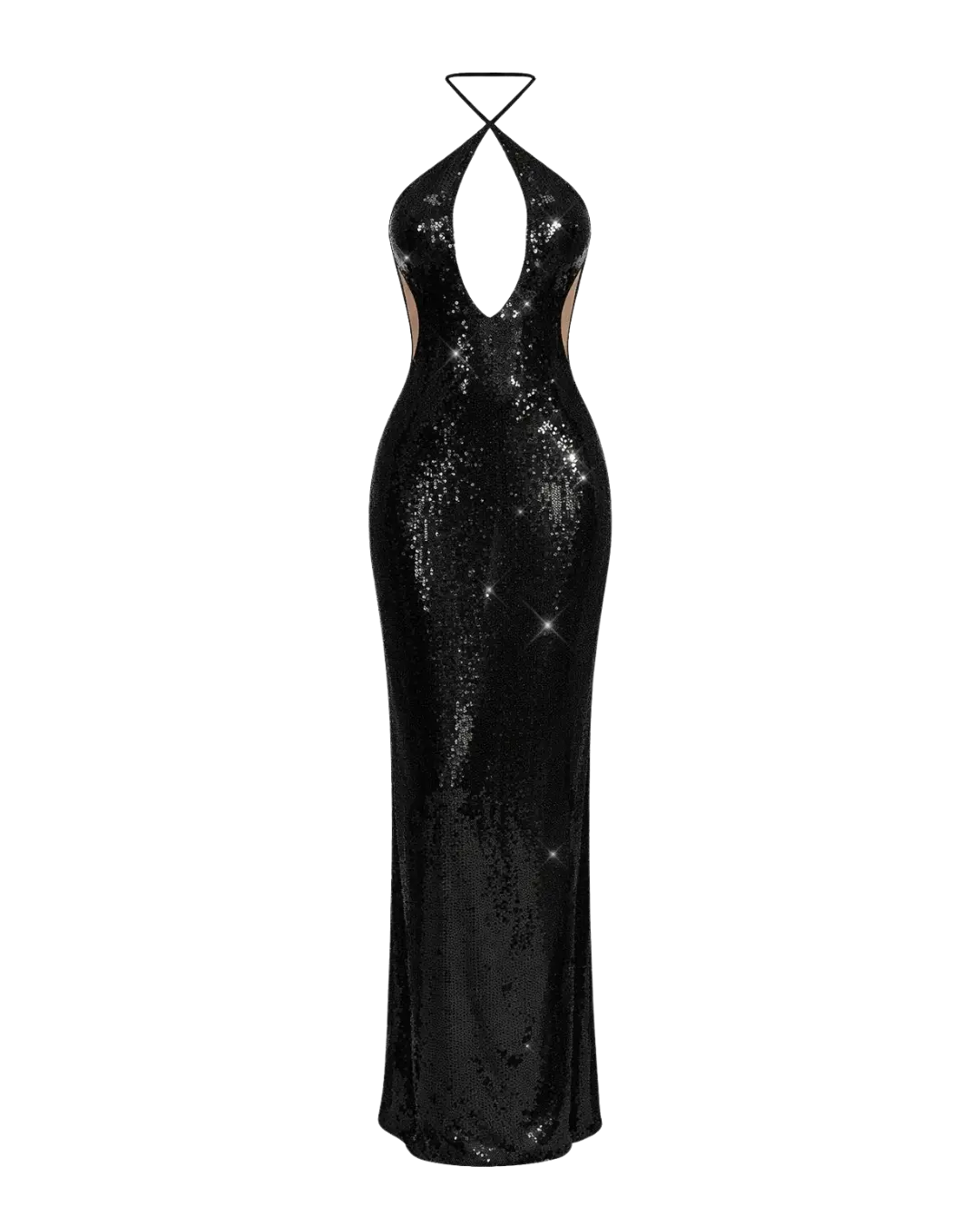 Onyx – Robe de Soirée Sirène à Paillettes & Découpes Illusion Ella&No