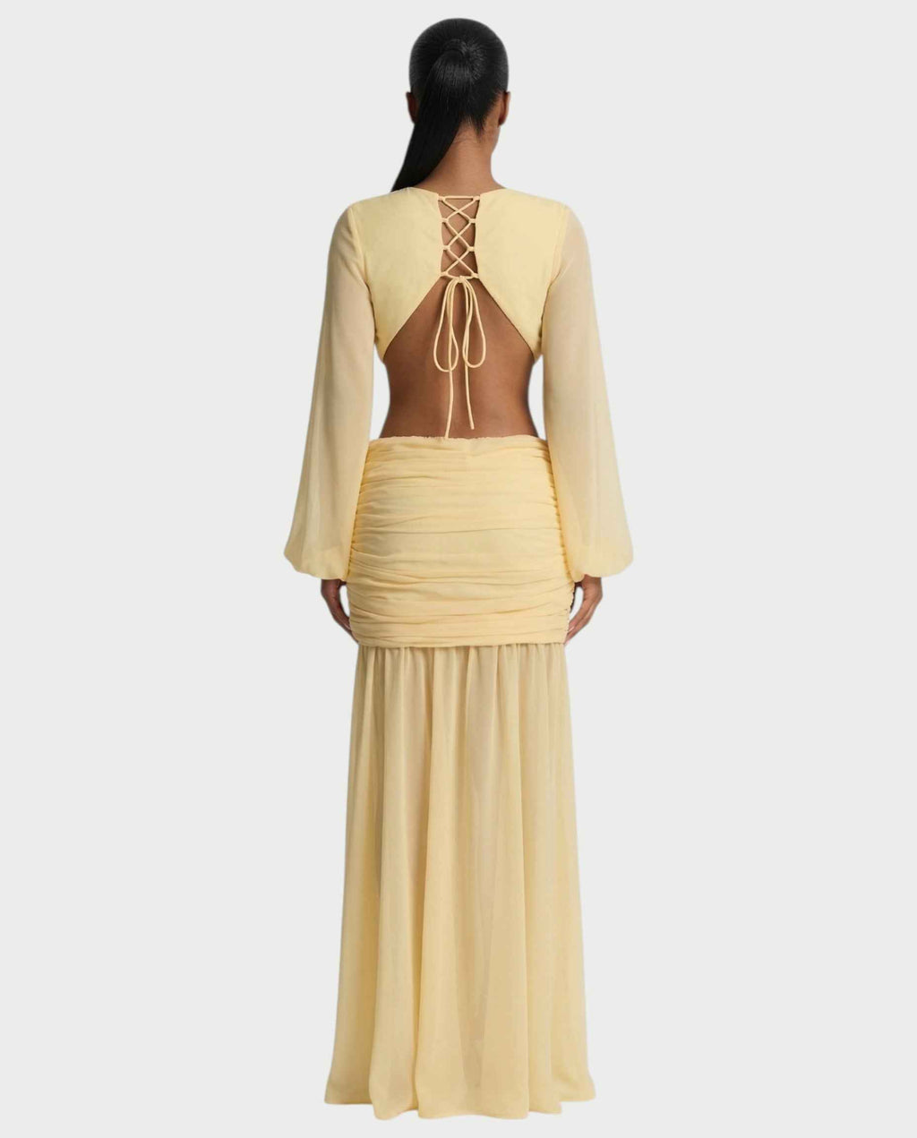Robe longue mousseline Raiza dos lacé