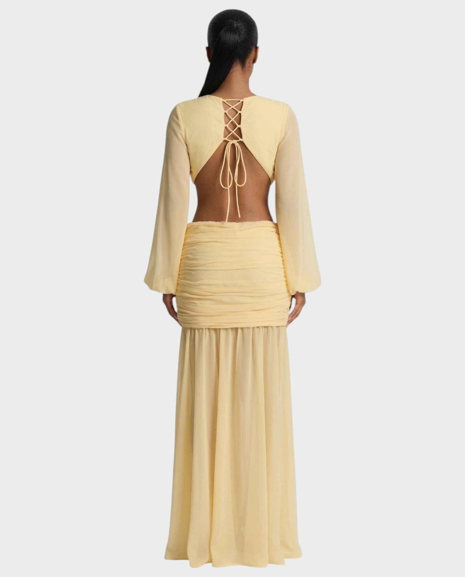 Robe longue mousseline Raiza dos lacé