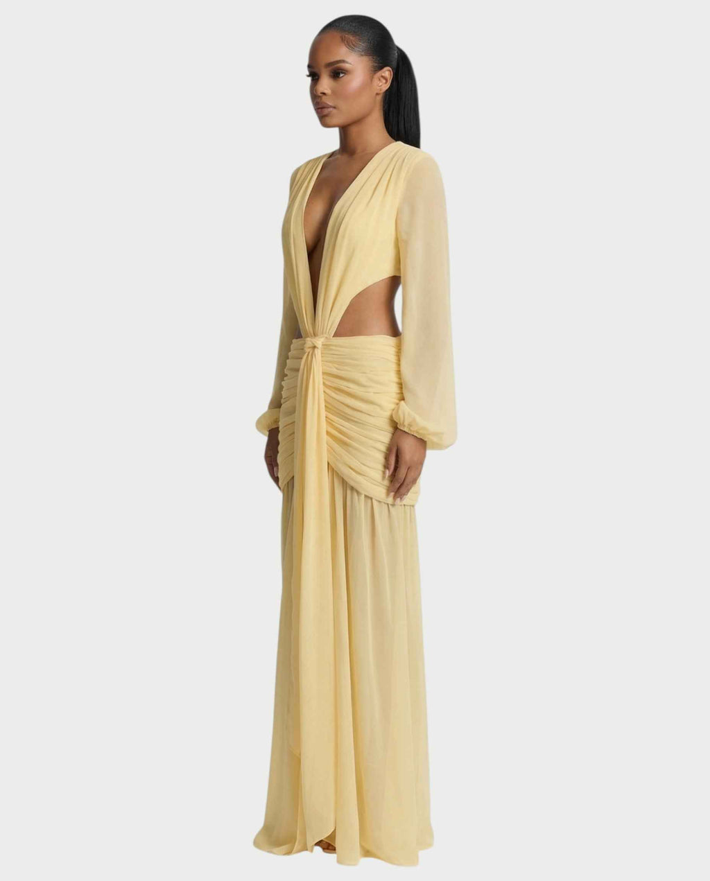 Robe longue mousseline Raiza dos lacé