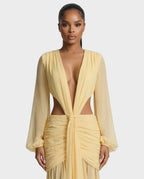 Robe longue mousseline Raiza dos lacé