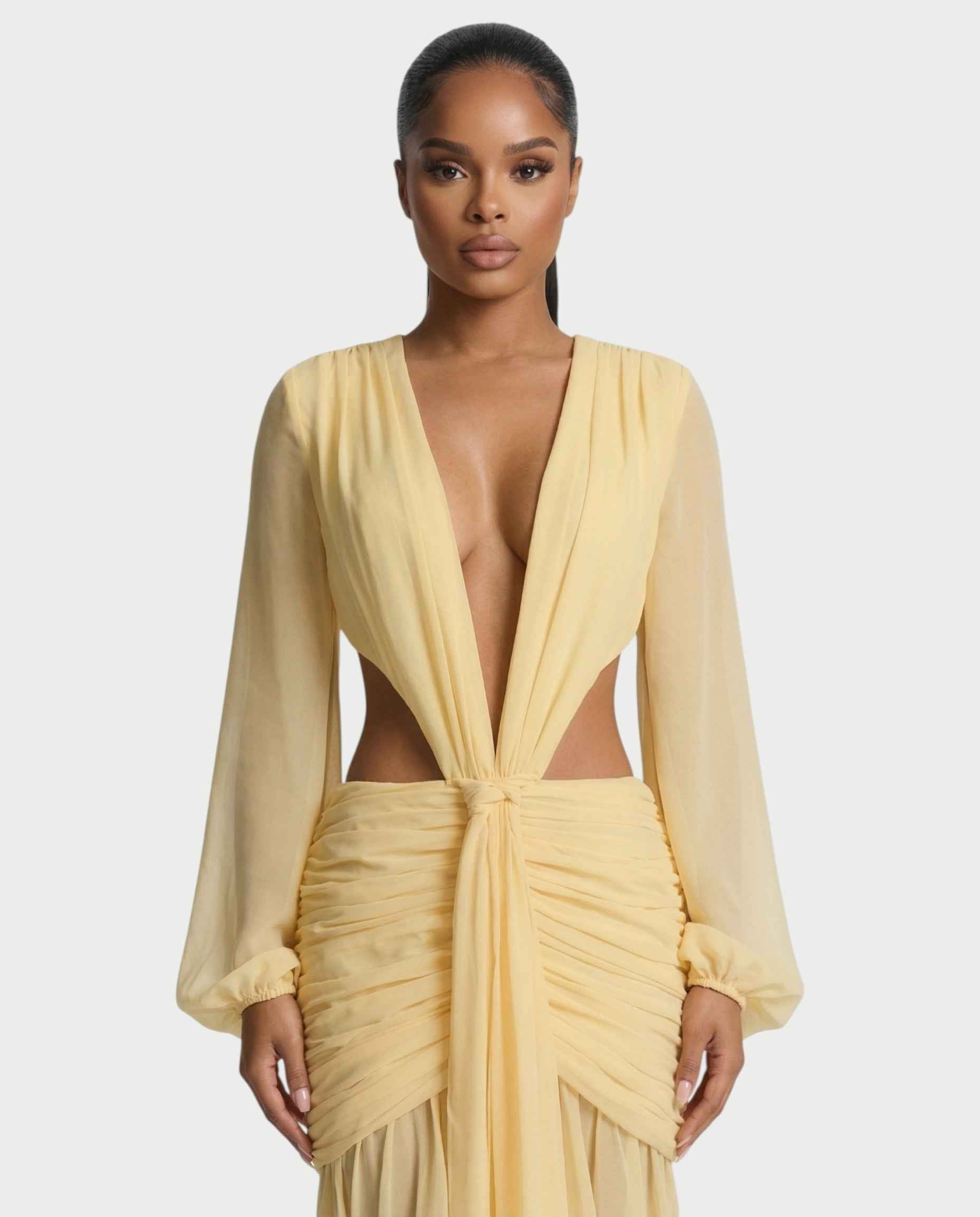 Robe longue mousseline Raiza dos lacé