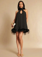 Remy Halter Feather Trim Mini Dress Ella&No