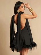 Remy Halter Feather Trim Mini Dress Ella&No