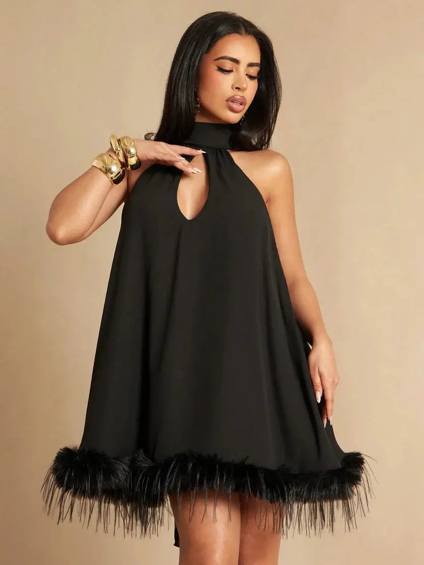 Remy Halter Feather Trim Mini Dress Ella&No