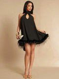 Remy Halter Feather Trim Mini Dress Ella&No