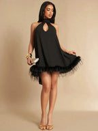 Remy Halter Feather Trim Mini Dress Ella&No