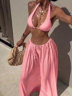 Riviera Goddess – Ensemble 2 Pièces Bikini Triangle Halter & Jupe Maxi Fluide Ella&No