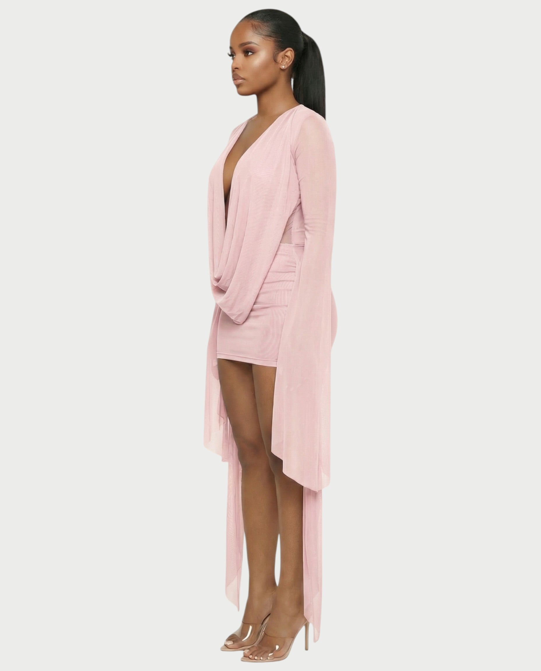 Robe longue Camélia rose