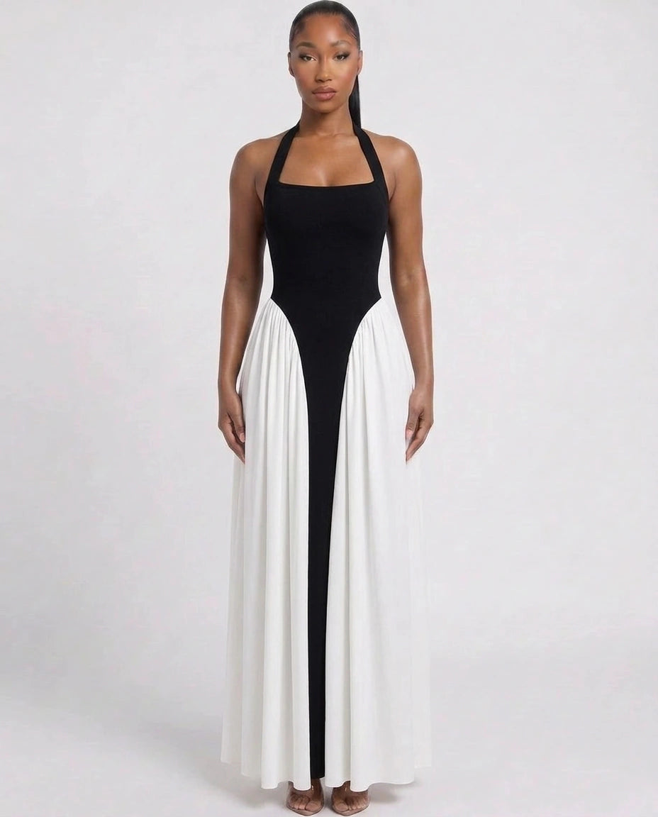 Robe maxi bicolore Duality