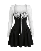 Royale – Mini Robe Corset Dentelle Blanche Tutu Manches Longues Ella&No