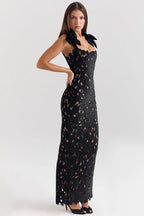 Robe longue sans manches en dentelle avec nœud selma Ella&No