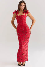 Robe longue sans manches en dentelle avec nœud selma Ella&No