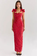 Robe longue sans manches en dentelle avec nœud selma Ella&No