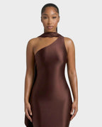 Robe midi satin Silla écharpe