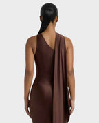 Robe midi satin Silla écharpe