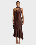 Robe midi satin Silla écharpe