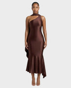 Robe midi satin Silla écharpe