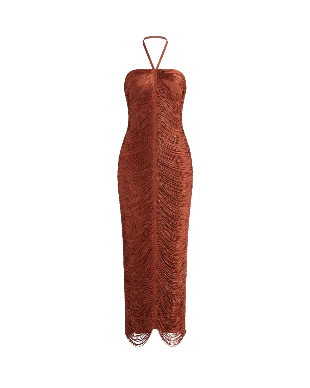 La Siren – Robe Longue Halter à Franges Liquides Ella&No
