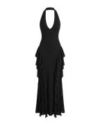 Velvet Fall – Robe Longue Dos Nu Volants Superposés Ella&No