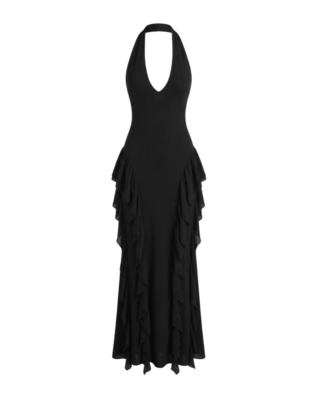 Velvet Fall – Robe Longue Dos Nu Volants Superposés Ella&No