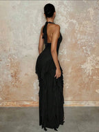 Velvet Fall – Robe dos nu élégante à volants superposés - Ella&No  