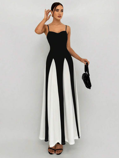 Élégance Contrastée – Robe Longue dos nu encolure cœur - Ella&No  
