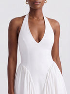 Alice - Mid-Length Halter Dress with Fitted Bodice and Flowy Skirt